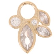 Pendentif orchidée 13x10 mm avec oxydes de zirconium - Plaqué Or 3 microns x1|raw }}