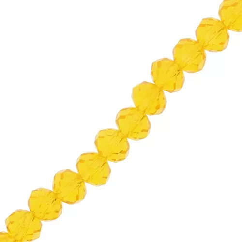 Perles rondelles facettées - rondes aplaties -6x4 mm Jaune x40cm