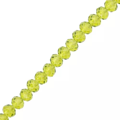 Perles rondelles facettées - rondes aplaties - 6x5 mm Olivine x40cm
