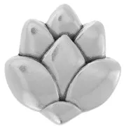 Poussoir slider fleur de lotus pour lacet 10 mm Placage Argent fin vieilli x1