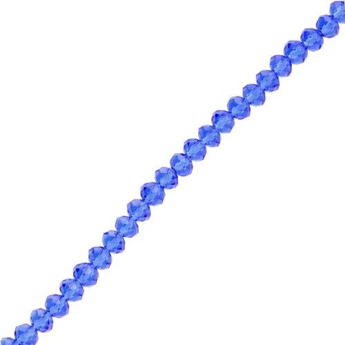Perles rondelles facettées - rondes aplaties - 6x5 mm Sapphire x39cm