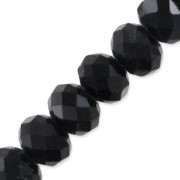 Perles rondelles facettées - rondes aplaties - 6x5 mm Jet x38cm