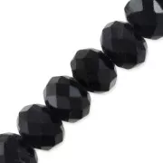 Perles rondelles facettées - rondes aplaties - 6x5 mm Jet x38cm