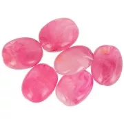 Perles plates irrégulières acrylique 19x15mm Rose marbré x10