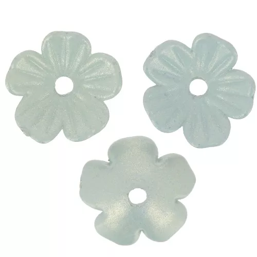 Coupelles Fleur 11 mm en acrylique - Bleu gris irisé x12