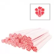 Cane en pâte polymère 5x50 mm Fleur Hibiscus Rouge x1