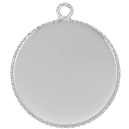 Serti pendentif pour cabochon fond plat 18 mm Argenté x1