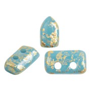 Perles en verre Piros® par Puca® 2x5 mm - Opaque Aqua Gold Splash x10g