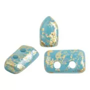 Perles en verre Piros® par Puca® 2x5 mm - Opaque Aqua Gold Splash x10g
