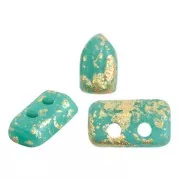 Perles en verre Piros® par Puca® 2x5 mm - Op Green Turquoise Gold Splash Mat x10g