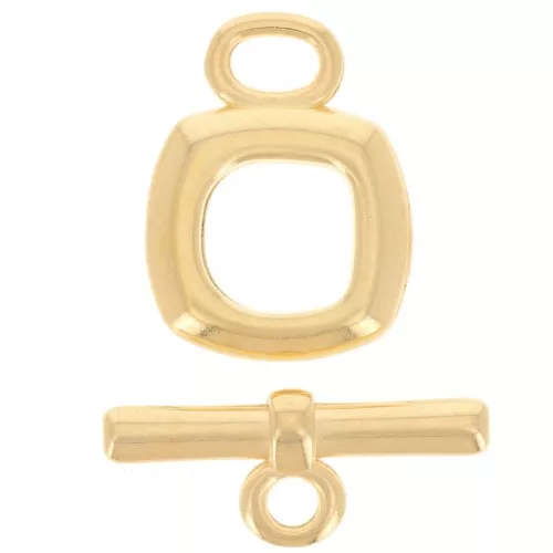 Fermoir T carré 16 mm Doré à l'or fin x1