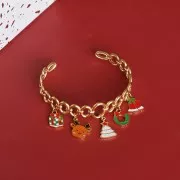 Breloque cloche Noël 15x12 mm Resine époxy - Acier inoxydable 316L Doré - Rouge x1