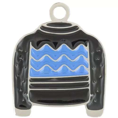 Breloque pull de Noël 18x15 mm Resine époxy - Acier inoxydable 316L - Noir x1