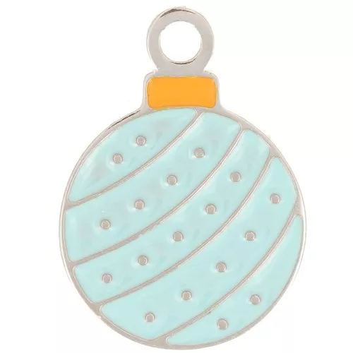 Breloque boule de Noël 12 mm Resine époxy - Acier inoxydable 316L - Bleu x1