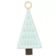 Breloque sapin de Noël 21x9 mm - Resine époxy - Acier inoxydable 316L - Bleu x1