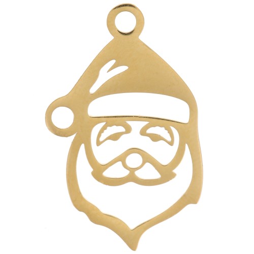 Pendentif Père Noël ajouré 23x14 mm - Acier inoxydable 316L Doré x1