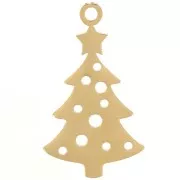 Pendentif Sapin de Noël 22x12 mm - Acier inoxydable 316L Doré x1