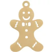 Pendentif pain d'épice 22x14 mm - Acier inoxydable 316L Doré x1