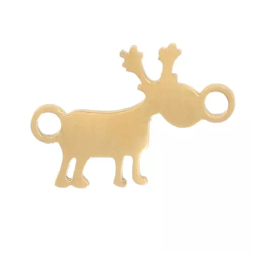 Intercalaire renne de Noël -10x7 mm - Acier inoxydable 316L Doré x1