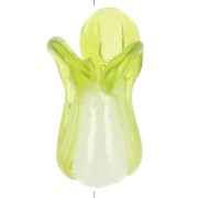 Perle chou chinois en verre 21x9 mm - Blanc - Vert clair x1