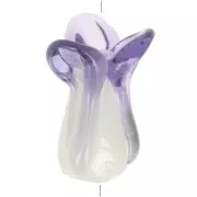 Perle chou chinois en verre 21x9 mm - Blanc - Violet x1