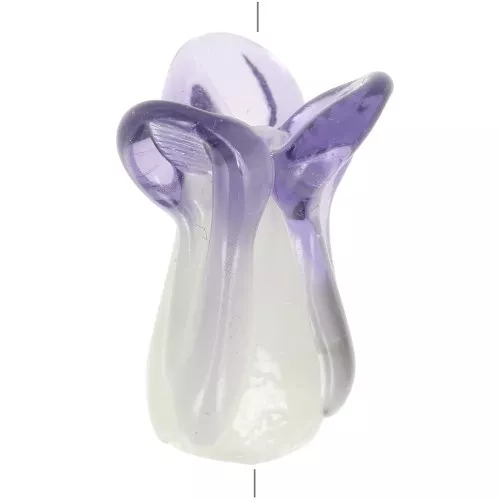 Perle chou chinois en verre 21x9 mm - Blanc - Violet x1