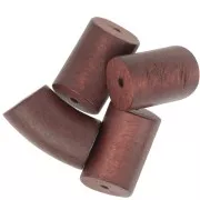Perles tube incurvé en bois - 26x16 mm - Marron foncé x6