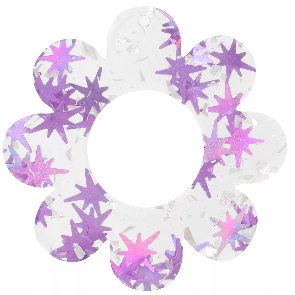 Pendentif Fantaisie Fleur Avec Brillant Violet - Occasion, Couleur Dominante Violet