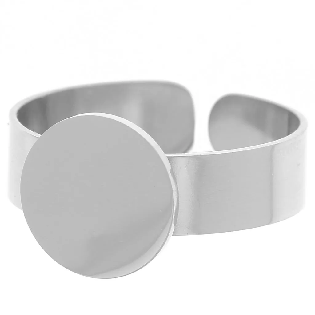 1 support bague cabochon acier plateau 12mm