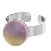 Bague plateau réglable pour cabochon fond plat 12 mm - Acier inoxydable 316L