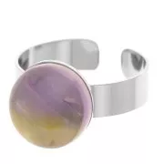 Bague plateau réglable pour cabochon fond plat 12 mm - Acier inoxydable 316L
