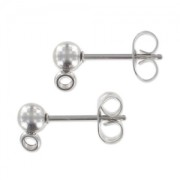 Clous d'oreilles boule 4 mm Acier inoxydable 304 x2