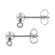 Clous d'oreilles boule 4 mm Acier inoxydable 304 x2