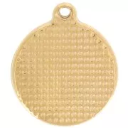 Pendentif rond LOVE - 18 mm - Résine époxy - Acier inoxydable 304L Doré - Rose x1