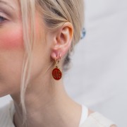 Pendentif rond LOVE 18 mm Résine époxy Acier inoxydable 304L Doré - Rose clair x1