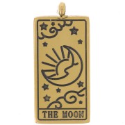Pendentif carte de tarot 21x10 mm - La lune -  Acier inoxydable 316L Doré - x1|raw }}