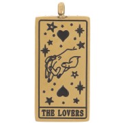 Pendentif carte de tarot 21x10 mm - Les amoureux - Acier inoxydable 316L Doré - x1|raw }}