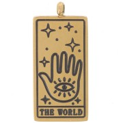 Pendentif carte de tarot 21x10 mm - Le monde - Acier inoxydable 316L Doré x1|raw }}