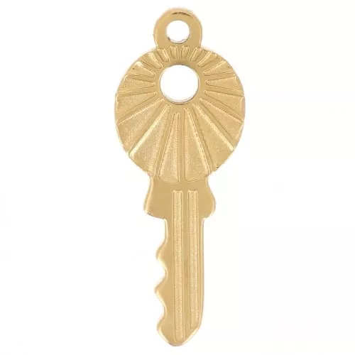 Breloque clé 12x4.5 mm - Acier inoxydable 316L Doré x1