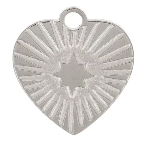Breloque coeur strié 7 mm - Acier inoxydable 316L x1