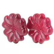 Boucles d'oreilles fleur 48 mm en résine opaque - Marbré Rouge foncé pailleté x2