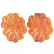 Boucles d'oreilles fleur 48 mm en résine translucide - Abricot marbré x2