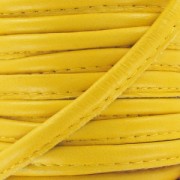 Cordon cuir surpiqué 4 mm Jaune x1 m|raw }}