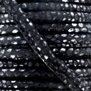 Cordon cuir surpiqué 4 mm Imitation Léopard Noir x1 m
