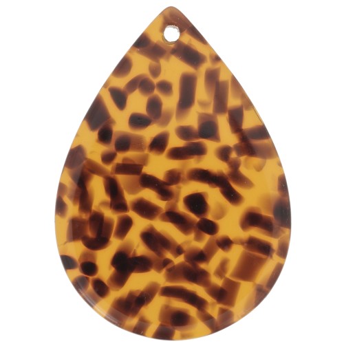 Pendentif goutte en acétate 31x22 mm - Terrazzo Marron - Noir x1