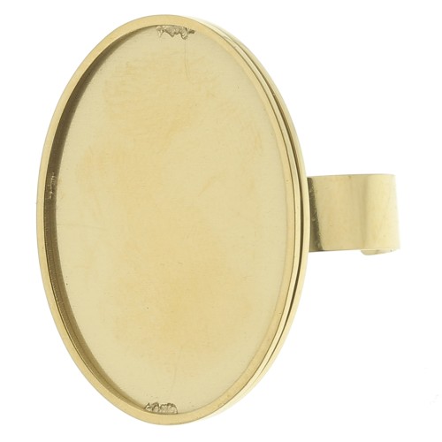 Bague réglable pour cabochon fond plat 25x18 mm - Acier inoxydable 304L Doré x1