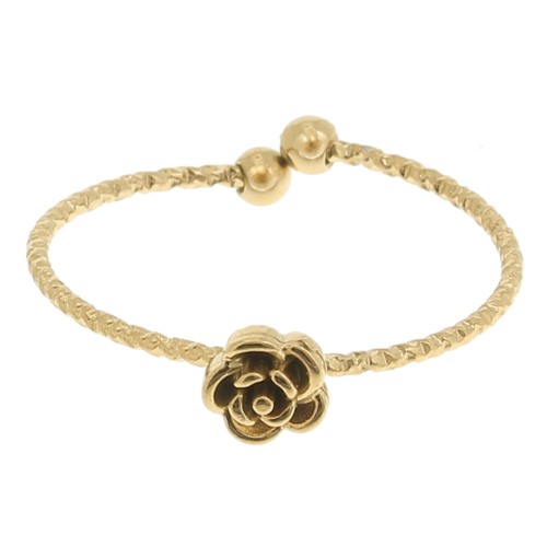Bague fleur réglable - Acier inoxydable 304 Doré x1