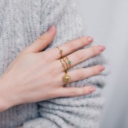 Bague fleur réglable - Acier inoxydable 304 Doré x1