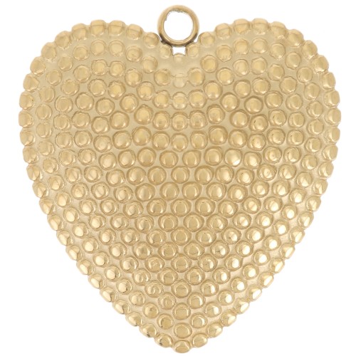 Pendentifs coeurs travaillés 19x18 mm - Acier inoxydable 304L Doré x2