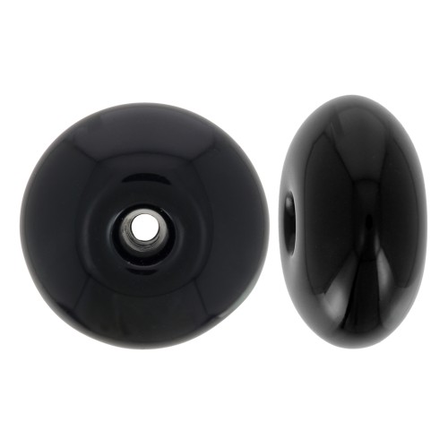 Perles rondelles 12x7 mm en résine opaque - Noir x6
